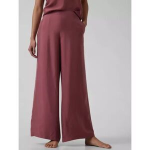 Athleta Calm Cool Wide Leg Satin Pants Rose Pink
